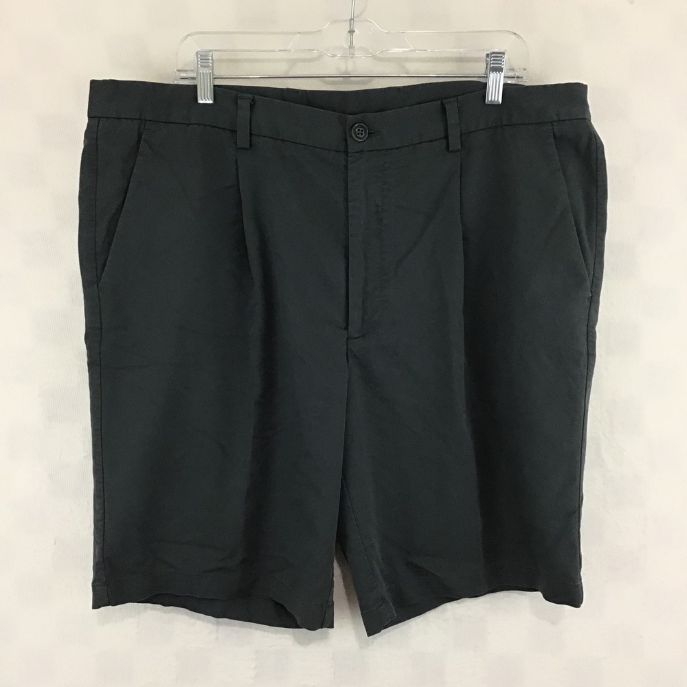 Caribbean Mens Charcoal Grey Pleated Front Stretch Shorts Size 40 Casual Golf‎
